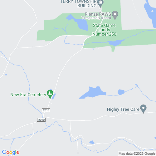 Map showing trash pickup service area near Terry Township, Pennsylvania